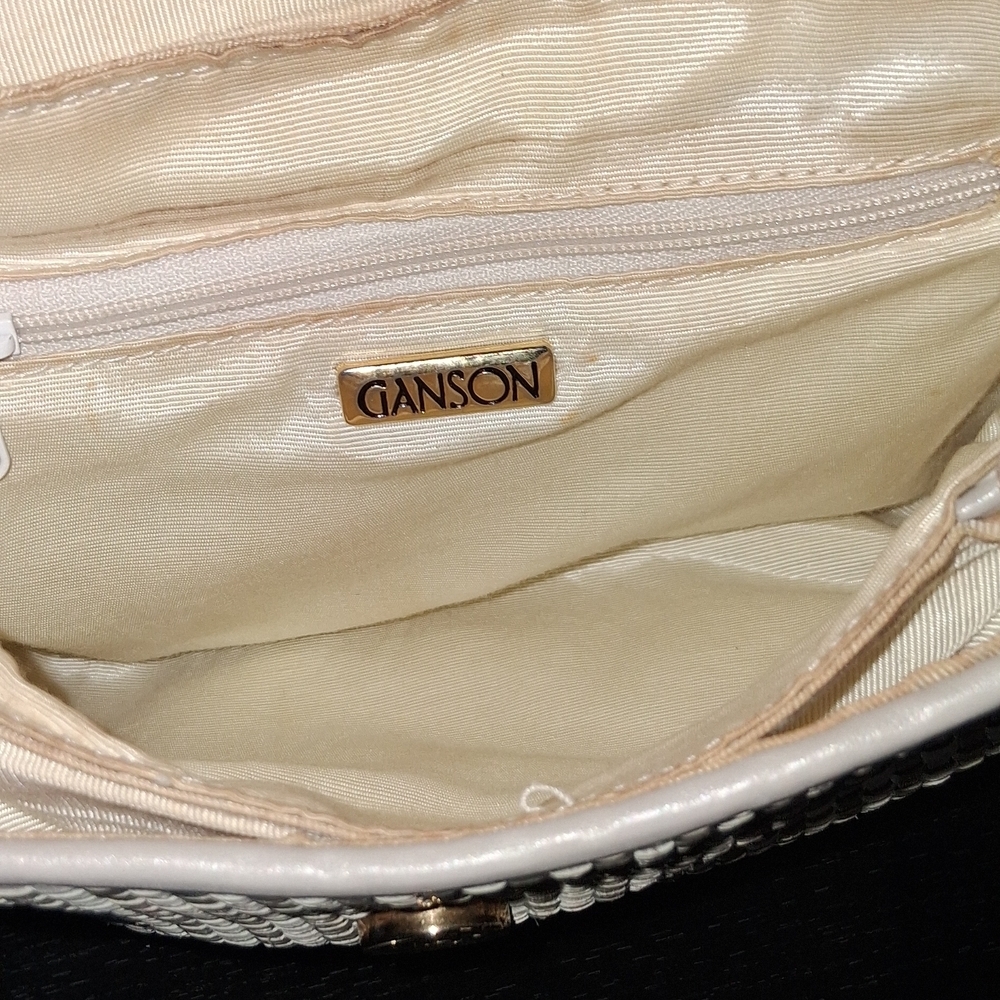 GANSON Chic Cream and Gray  Woven Women's Backpack - Picture 14 of 16
